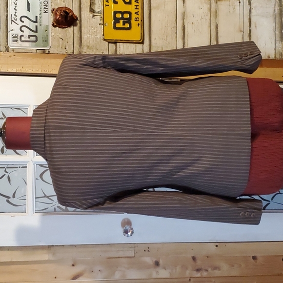 Talbots Pant Suit Tweed Pinstriped Blazer Flat front pants Size 12 Womans - Picture 3 of 8